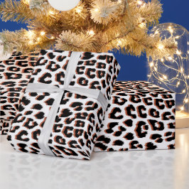 Papel De Regalo Impresión de leopardo blanco y marrón negro