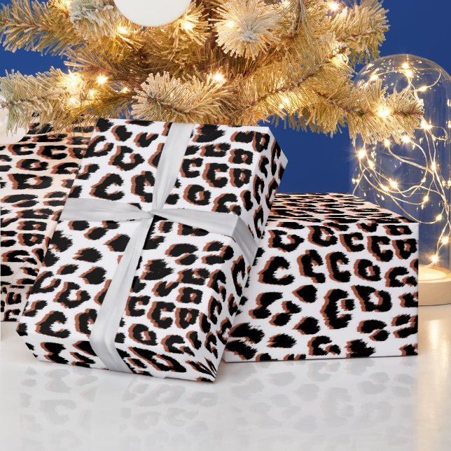 Papel De Regalo Impresión de leopardo blanco y marrón negro (Vacaciones)