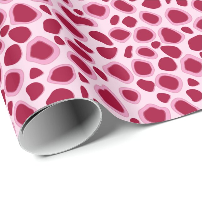Papel De Regalo Impresión de leopardo - Burdeos y Rosa (Esquina del rollo)