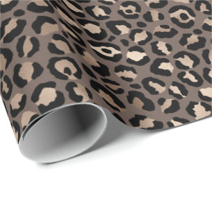 Papel De Regalo Impresión de leopardo de bronce en chocolate negr