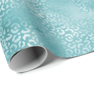 Papel De Regalo Impresión de leopardo de color turquesa Verde azul