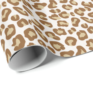 Papel De Regalo Impresión de leopardo de la nieve, Beige, Tan y C