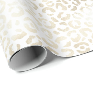 Papel De Regalo Impresión de Leopardo de Oro Blanco