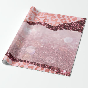 Papel De Regalo Impresión de Leopardo de Oro Rosa
