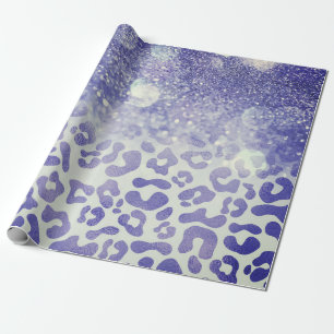 Papel De Regalo Impresión de leopardo de Purpurina azul