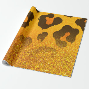 Papel De Regalo Impresión de Leopardo de Purpurina dorado