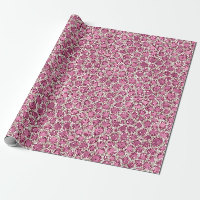 Papel De Regalo Impresión de leopardo de Purpurina Girly Pink (Desenrollado)