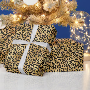 Papel De Regalo Impresión de leopardo dorado   Patrón audaz de ani