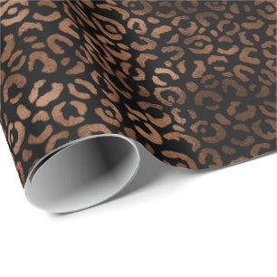 Papel De Regalo Impresión de Leopardo Negro Glam Brown