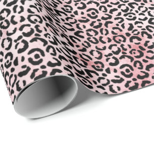 Papel De Regalo Impresión de leopardo negro rosado