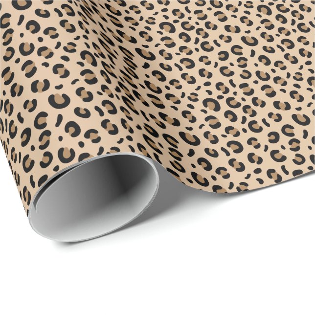 Papel De Regalo Impresión de leopardo, puntos, leopardo marrón (Esquina del rollo)