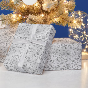 Papel De Regalo Impresión de leopardo Purpurina de imitación gris 