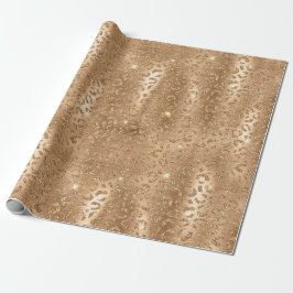 Papel De Regalo Impresión de leopardo Purpurina de oro de Glam