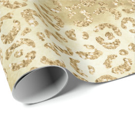Papel De Regalo Impresión de leopardo Purpurina de oro de Glam