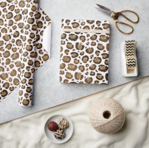 Papel De Regalo Impresión de leopardo Purpurina dorado