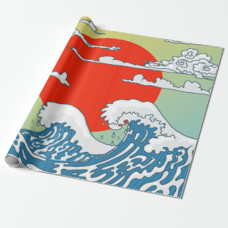 Papel De Regalo Impresión de lienzos de onda japoneses