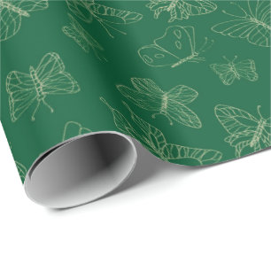 Papel De Regalo Impresión de mariposa verde oscuro, inspirada por 
