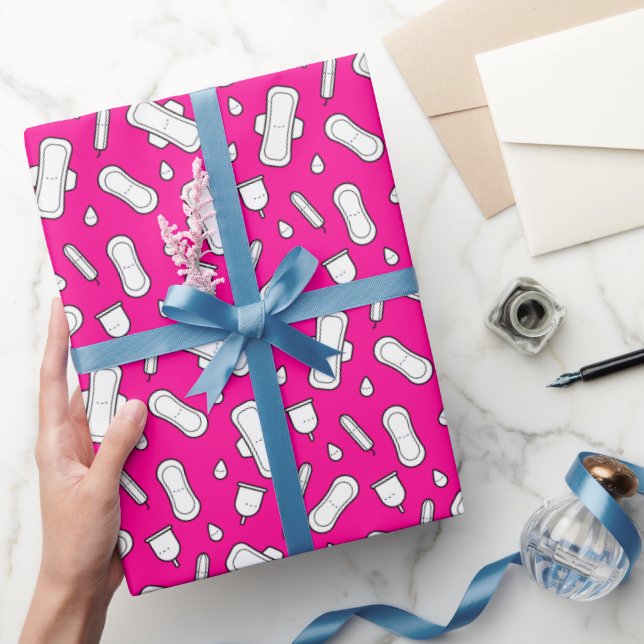 Papel De Regalo Impresión de menstruación rosa caliente de primer  (Regalar)