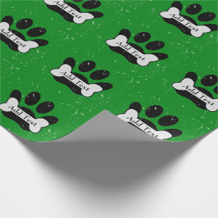 Papel De Regalo Impresión De Papas De Perro Y Hueso En Verde