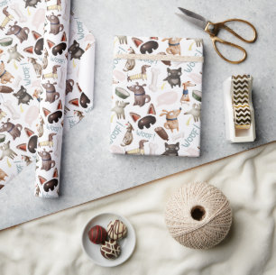 Papel De Regalo Impresión de patrón de amante de perro divertido