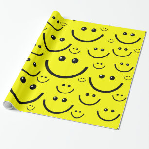 Papel De Regalo impresión de patrón de cara feliz amarillo