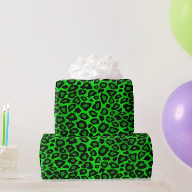 Papel De Regalo Impresión de piel verde de leopardo exótico (Regalos de fiesta)