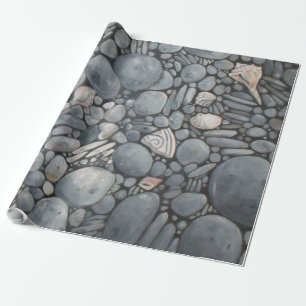 Papel De Regalo Impresión de pintura de guijarros y conchas de pla