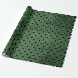 Papel De Regalo Impresión de puntos de polka negro y verde