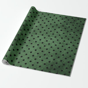 Papel De Regalo Impresión de puntos de polka negro y verde