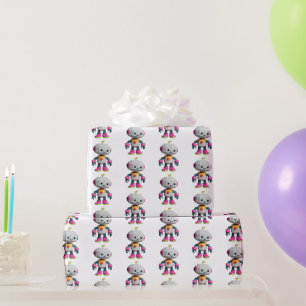 Papel De Regalo Impresión de robot divertida y linda