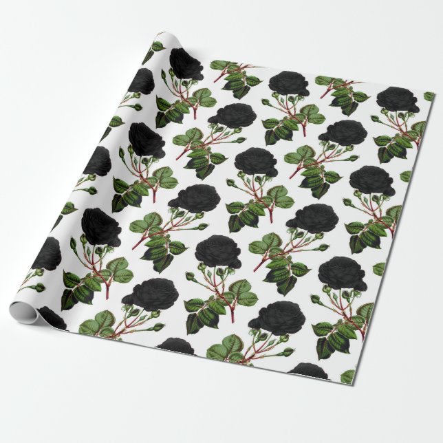 Papel De Regalo Impresión de rosa negra (Desenrollado)