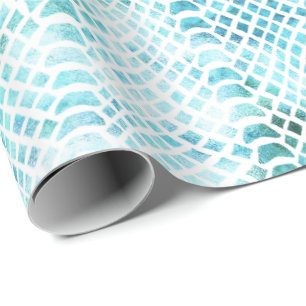 Papel De Regalo Impresión de serpiente Verde azulada Aqua