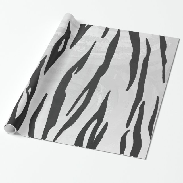 Papel De Regalo Impresión de tigre en blanco y negro (Desenrollado)