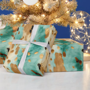 Papel De Regalo Impresión de un animal negro turquesa dorado