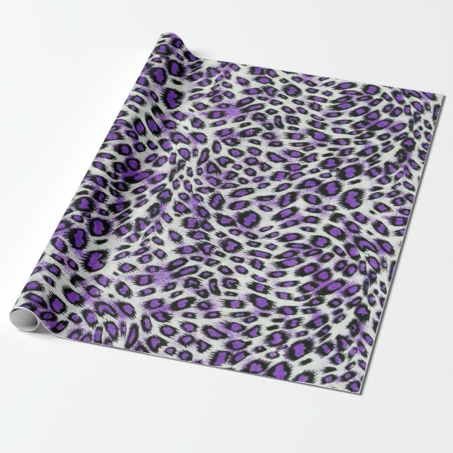 Papel De Regalo Impresión de un elegante animal de leopardo púrpur (Desenrollado)