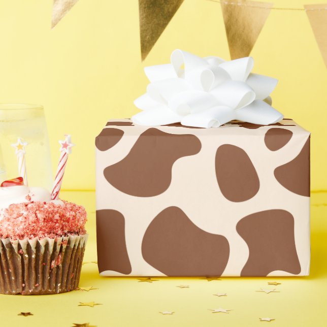 Papel De Regalo Impresión de vaca rosa y marrón (Fiesta de cumpleaños )
