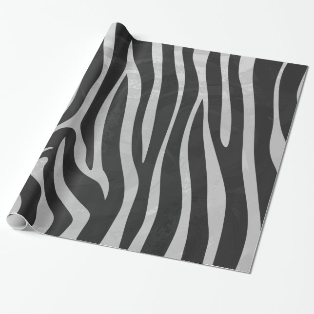 Papel De Regalo Impresión de zebra negra y gris claro (Desenrollado)