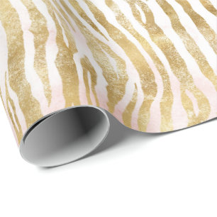 Papel De Regalo Impresión de zebra rosa Rubor Gold
