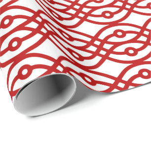 Papel De Regalo Impresión del kimono, blanco y rojo oscuro