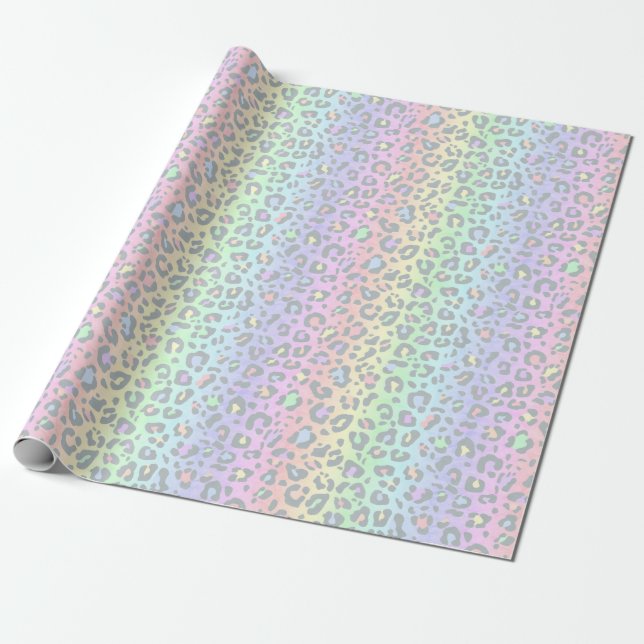 Papel De Regalo Impresión del leopardo del arcoiris Pastel (Desenrollado)
