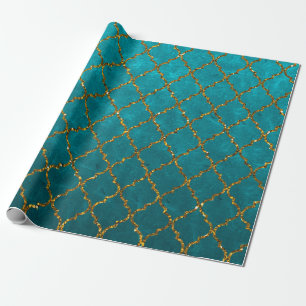Papel De Regalo Impresión elegante del purpurina de Quatrefoil de