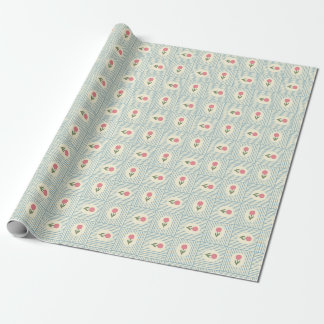 Papel De Regalo Impresión en bloque floral rosa y rayas azules