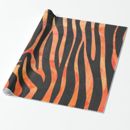 Papel De Regalo Impresión en negro y Naranja de cebra