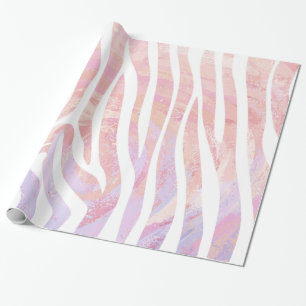 Papel De Regalo Impresión en rosa y blanco cebra