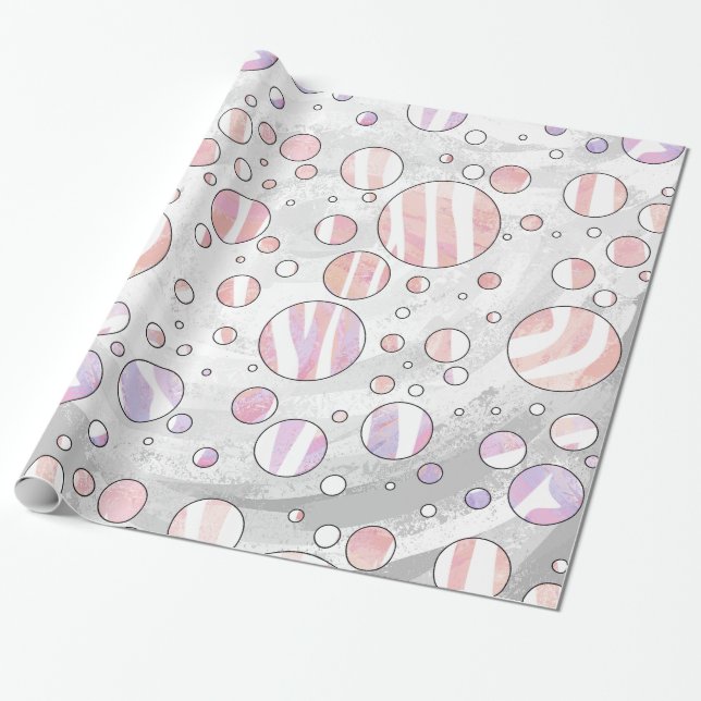 Papel De Regalo Impresión en rosa y blanco cebra (Desenrollado)