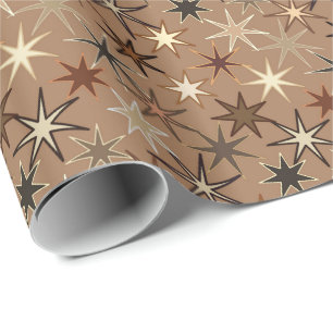 Papel De Regalo Impresión estelar moderna, café marrón y beige