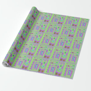 Papel De Regalo Impresión étnica de decoración floral morado verde