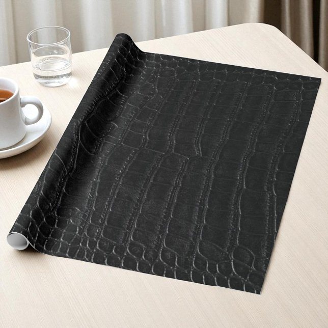 Papel De Regalo Impresión falsa sobre el cuero de cocodrilo negro  (Subido por el creador)