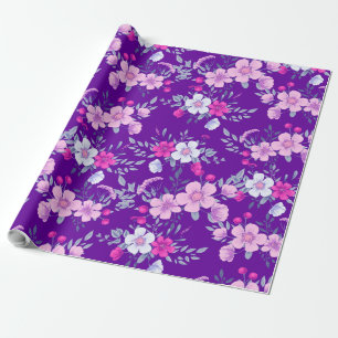 Papel De Regalo Impresión floral de flores pastel sobre elegante m