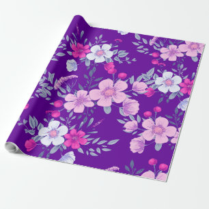 Papel De Regalo Impresión floral de flores pastel sobre elegante m
